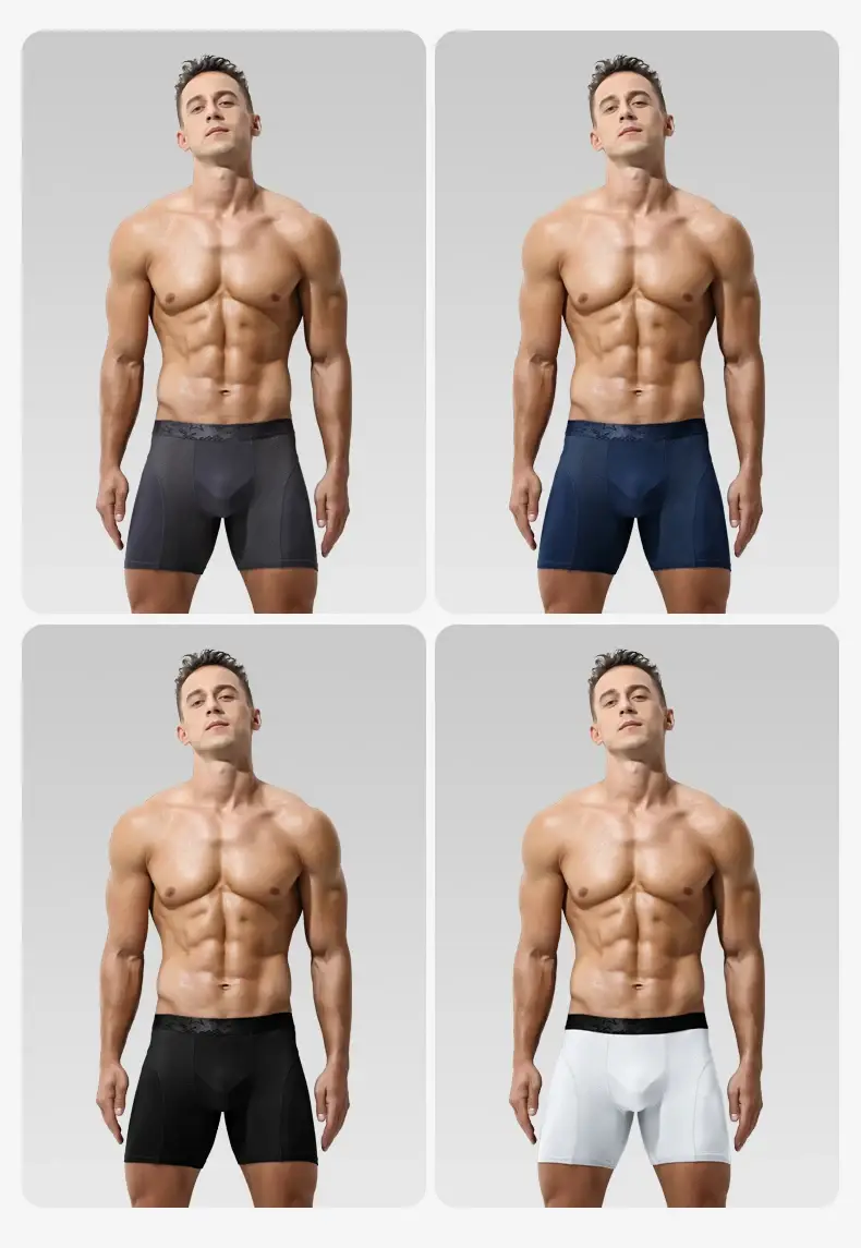 Ropa interior deportiva extendida, calzoncillos tipo bóxer para hombre, pantalones cortos cuadriláteros de entrenamiento transpirables de talla grande para correr, antiabrasión Modal — image 12