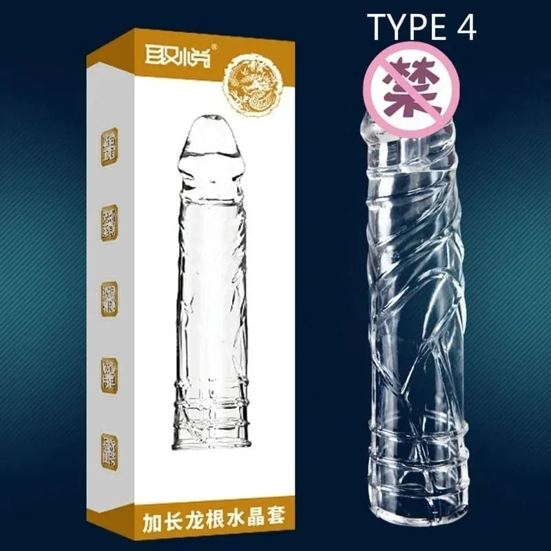 4 Types Thicken Penis Enlarge Sleeve Reusable Condom Cock Extender Delay Ejaculation Sex Toys for Men Intimate Goods — image 8