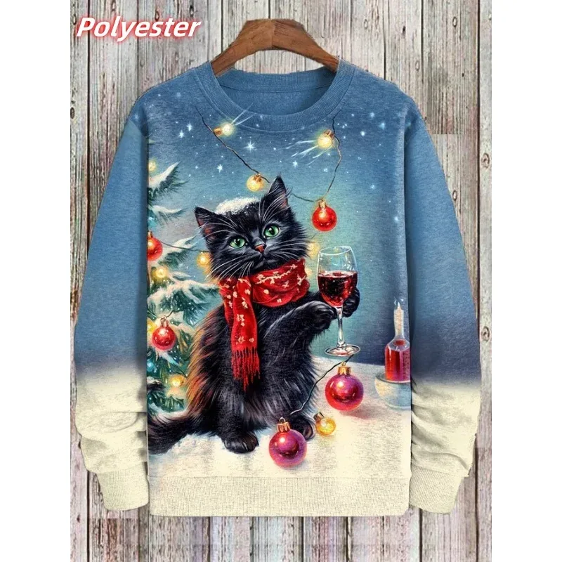 Cat Sushi Pattern Hoodie For Men Cute Animals 3D Printed Pullover Autumn Long Sleeve Loose Round Neck Hoodies Sweatshirt Tops