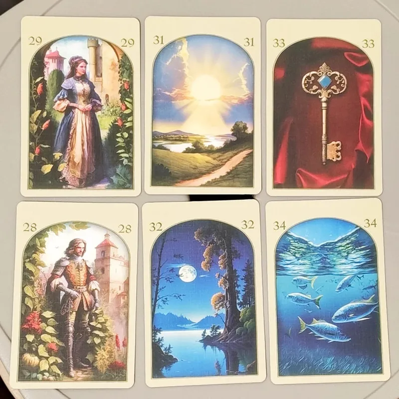 Printed on 350GSM Double-embossed Cardstock Medieval Lenormand Oracle Deck 9*6cm 36 Pcs Cards