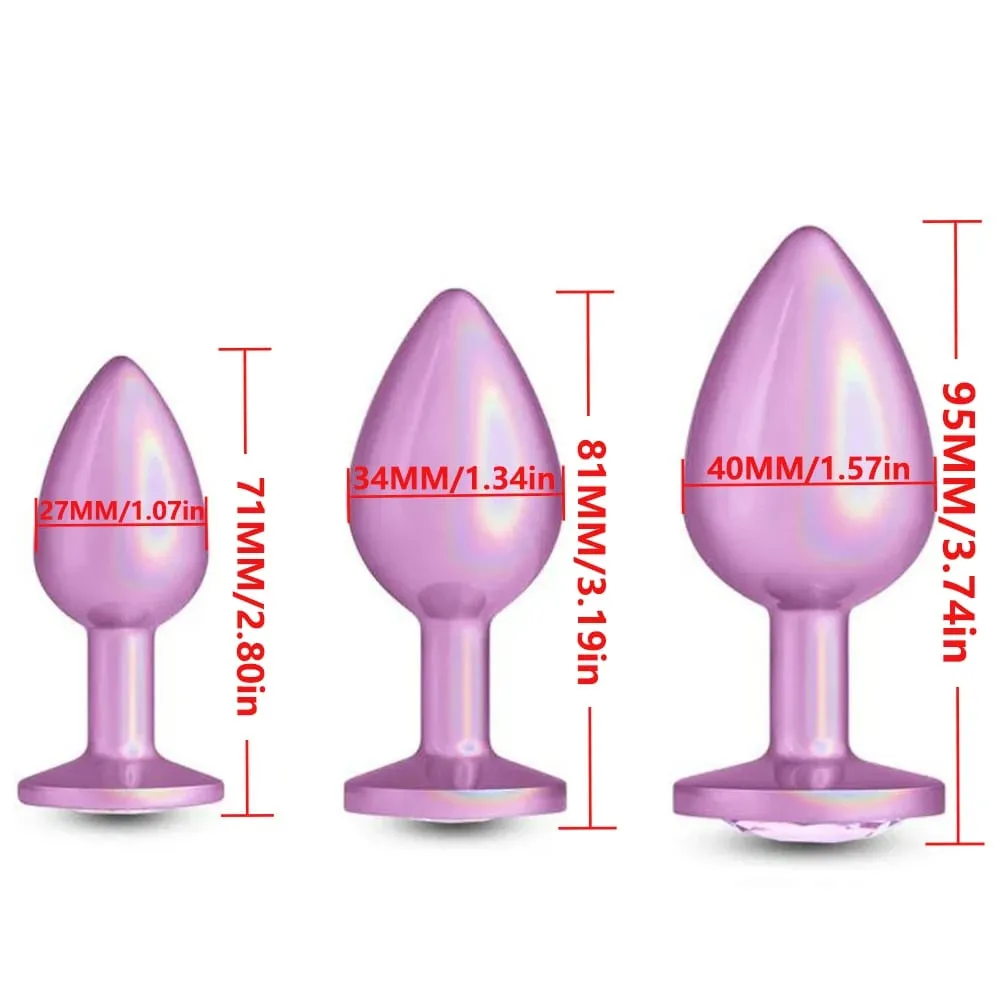 Colorful Small Medium Large Anal Plug Set Metal Anal Beads Butt Plug Jewelry Insert Sex Toy For Female Male