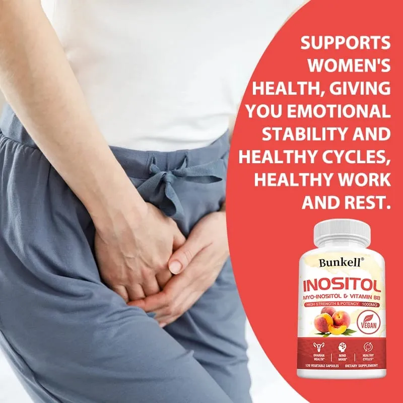Inositol 1000mg Capsules - Fat Metabolism Liver Health Ovarian Immune System Support Skin Balance & Hair Growth Supplement