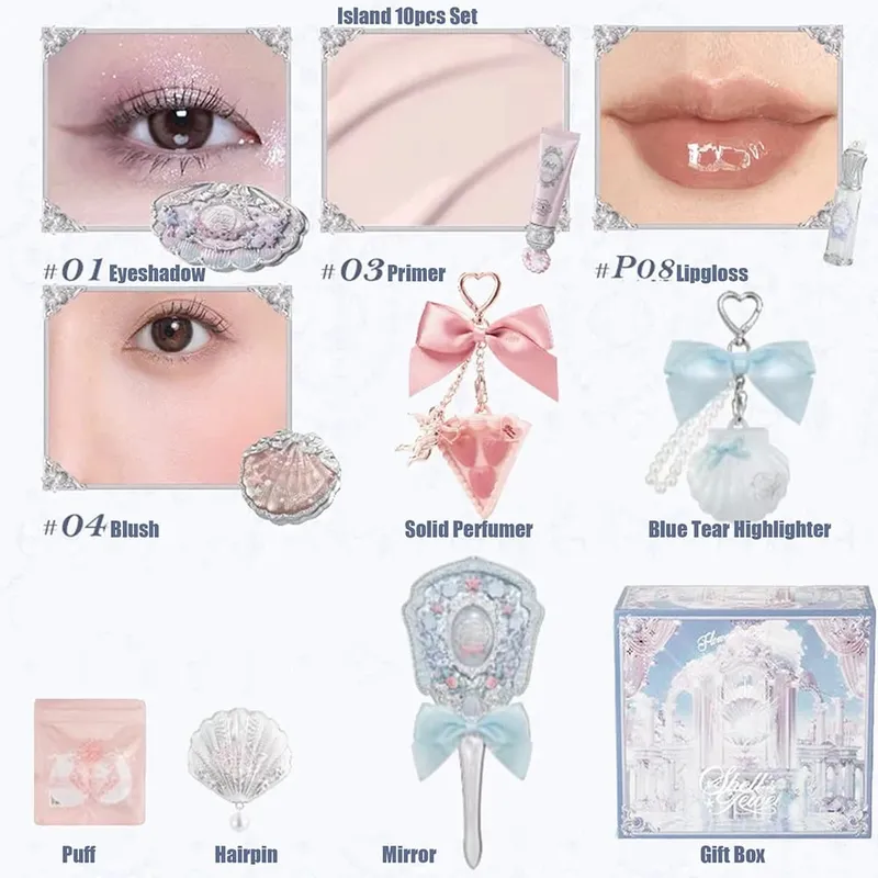 Flower Knows Shells Pearl Eyeshadow Essence Lip Honey Blush Cheek Makeup Front Ocean Gift Box Makeup Kit Full Professional — image 13