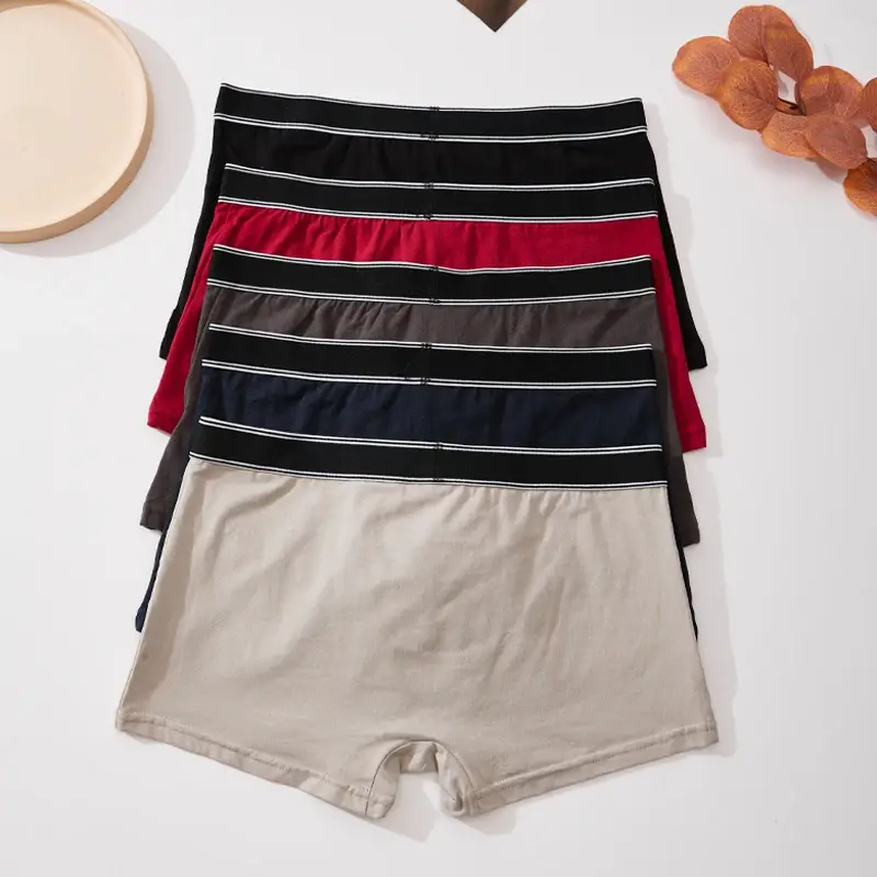 3pc Eenvoudige Effen Kleur Streep Riem herenondergoed Katoen Comfortabele Zachte Mannelijke Boxershorts Speciale Aanbieding Mid Taille Slips S-XL