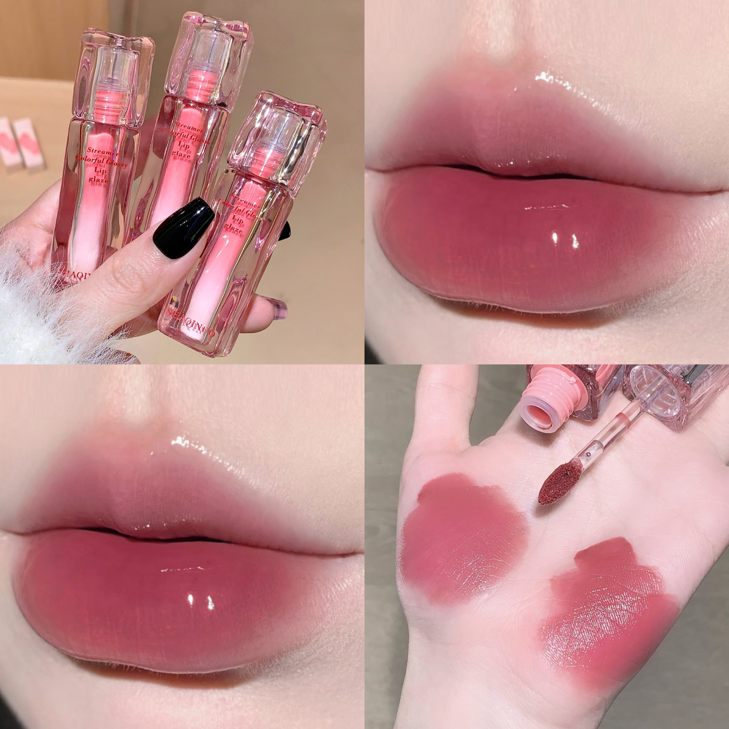 Water Gloss Lip Glaze Mirror Moisturizing Plump Non-stick Cup Jelly Transparent Liquid Lipstick Long-Lasting Tint Oil Lip Makeup