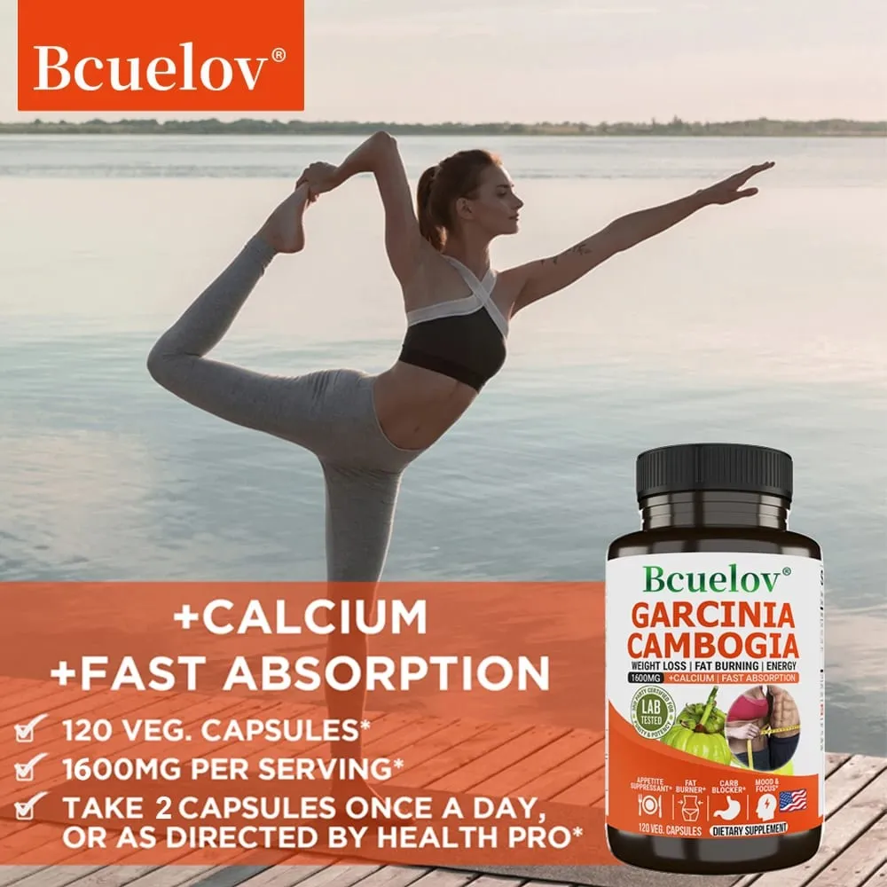 Bcuelov Garcinia Cambogia Capsule for Women & Men Fat Burning Intestinal Cleansing weight Management Supplement NON-GMO