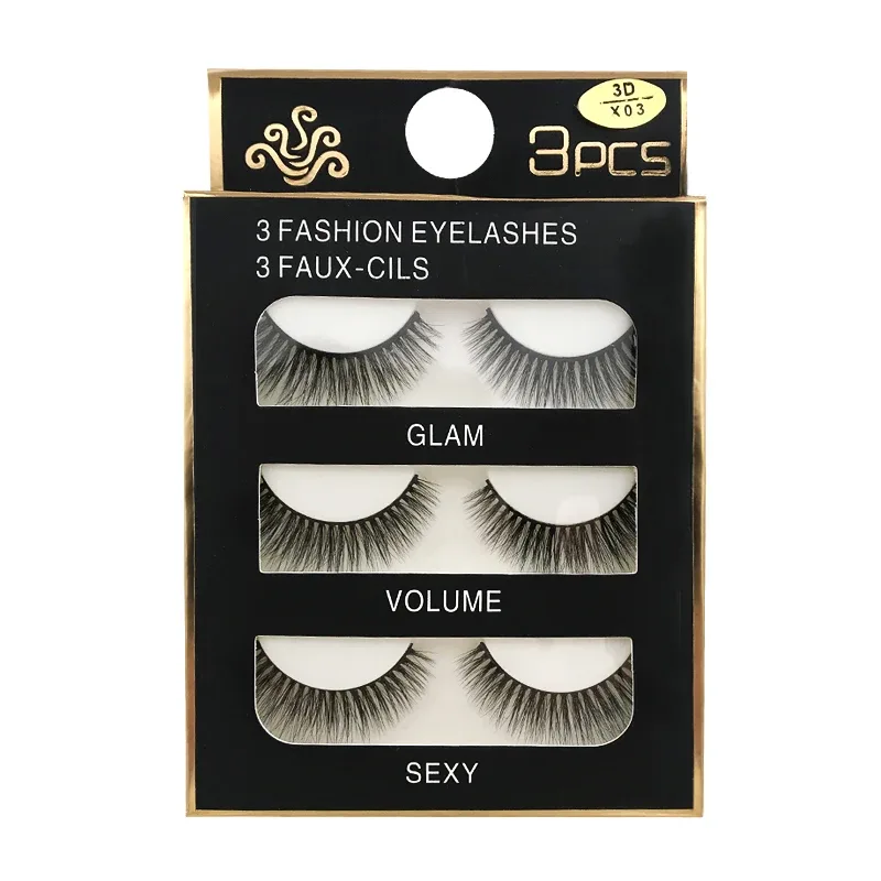 Faux Cils 3 Pairs False Eyelashes Natural Long 3D Mink Lashes Soft Fluffy Wispy Handmade Fake Lashes Eye Makeup Tools Maquiagem
