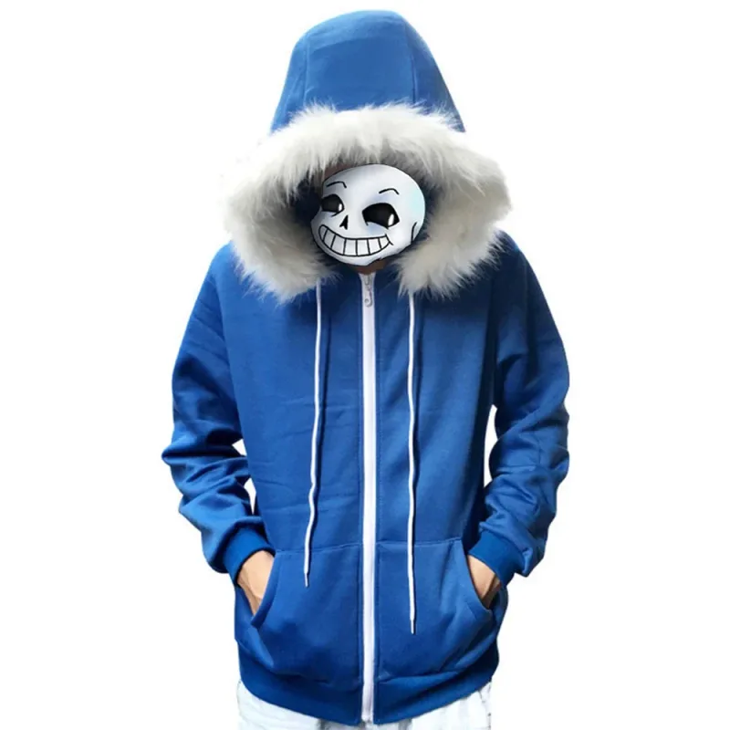 Men's Sweatshirt Undertale Sans Blue Coat Cosplay Jacket Hoodie Cardigan Sweatshirts Casual Men's Solid Costume Oversized — image 2