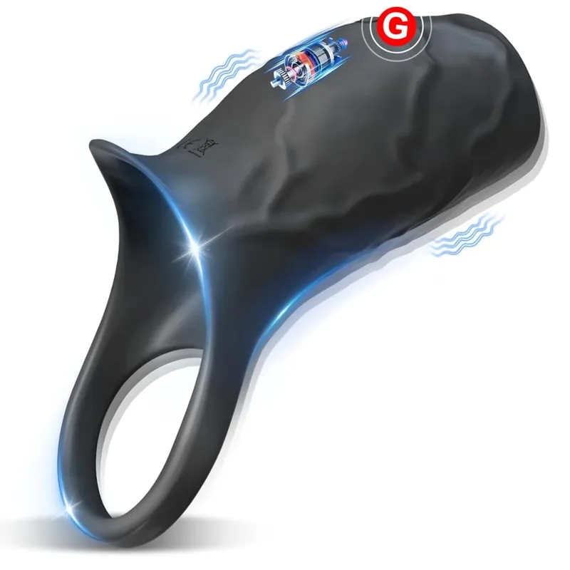 Vibrator Penis Sleeve Cock Ring Ejaculation Extender for Penis Testicles G Spot Stimulation Couples Adult Sex Toys for Men Women