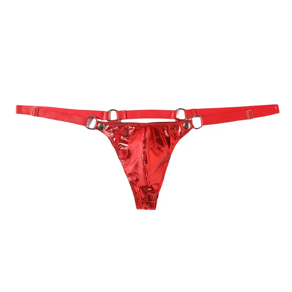 1pc masculino couro de patente g-string sexy tanga v-back baixo anel ascensão t-back bulge bolsa lingerie roupa interior gay sissy quente clubwear