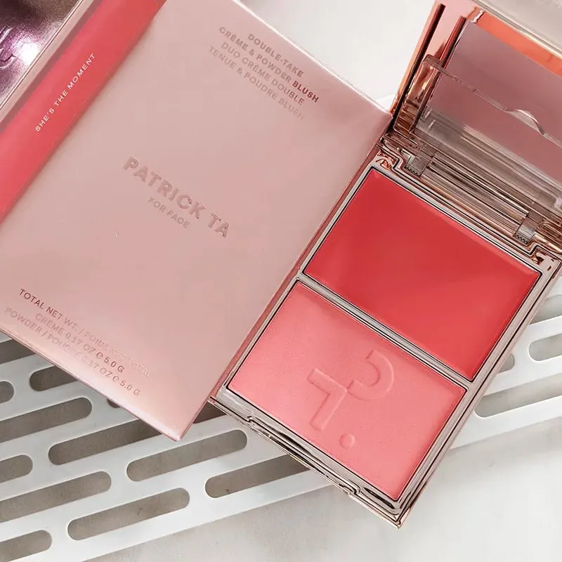 Patrick 2 in 1 Cream & Powder Blush Palette Dual Cheek Blush Duo Lasting Natural Brightening TA Makeup Cosmetics She's That Girl