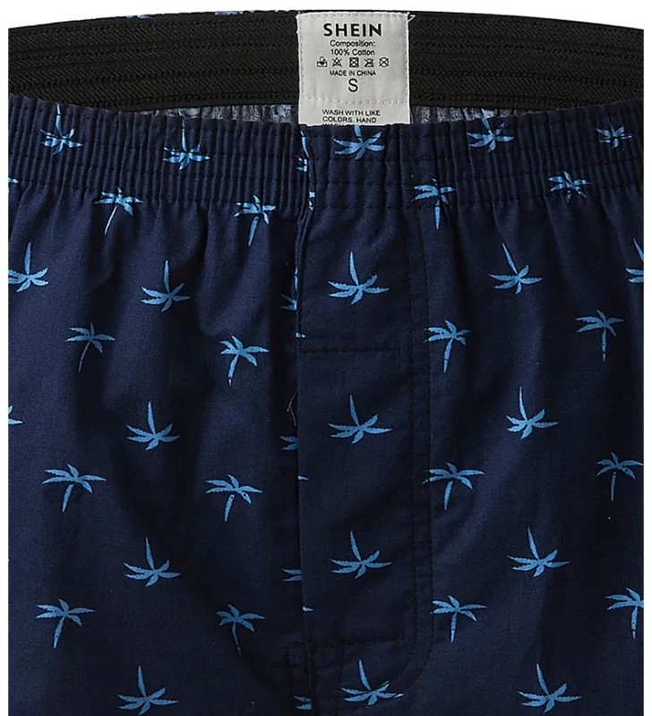 Boxer da uomo in cotone, intimo da uomo con motivo stampato, pantaloncini stile college, abbigliamento estivo traspirante e confortevole