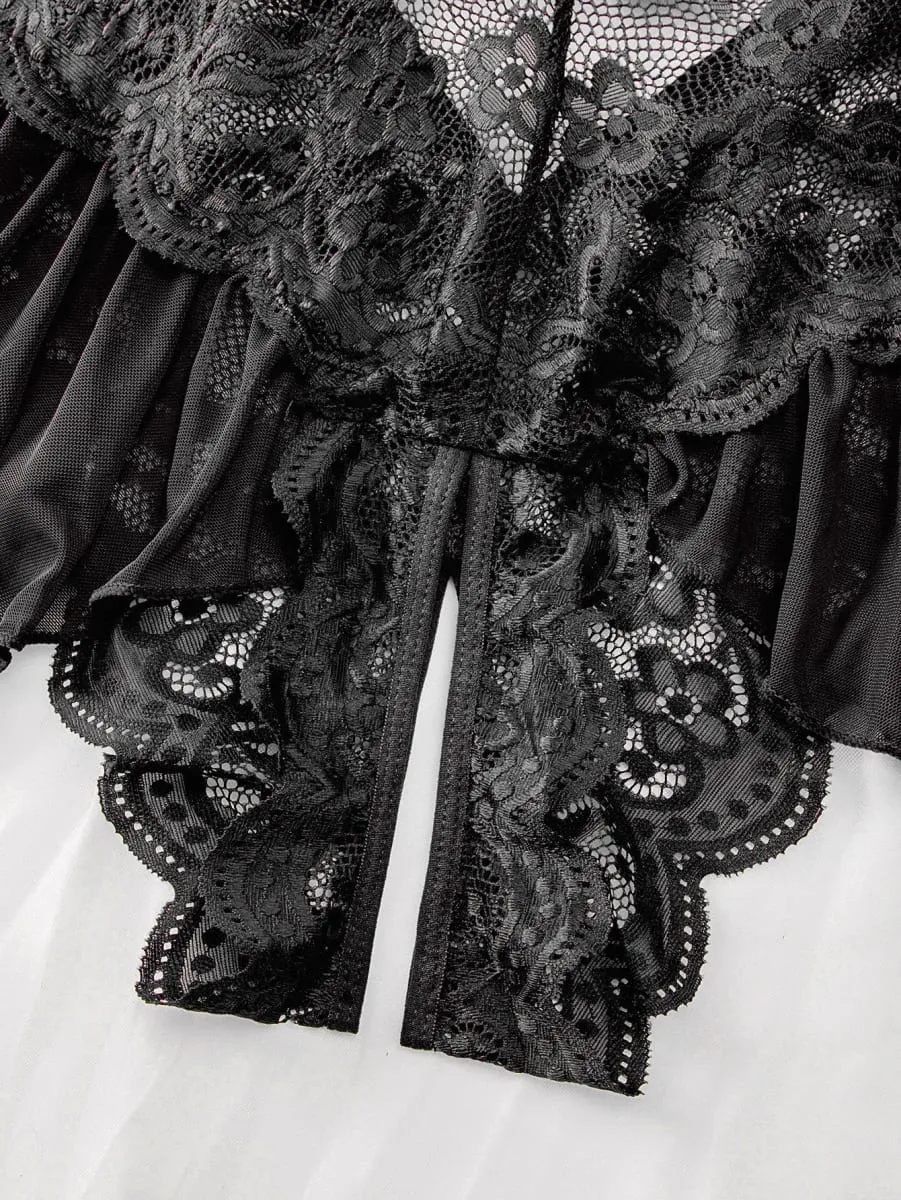 Push Up Women's Hollow Erotic Lingerie Set Lace Transparent Underwear Slim Fit Erotic Bra Set Lace Sexy Fashion Sleepwear Dress