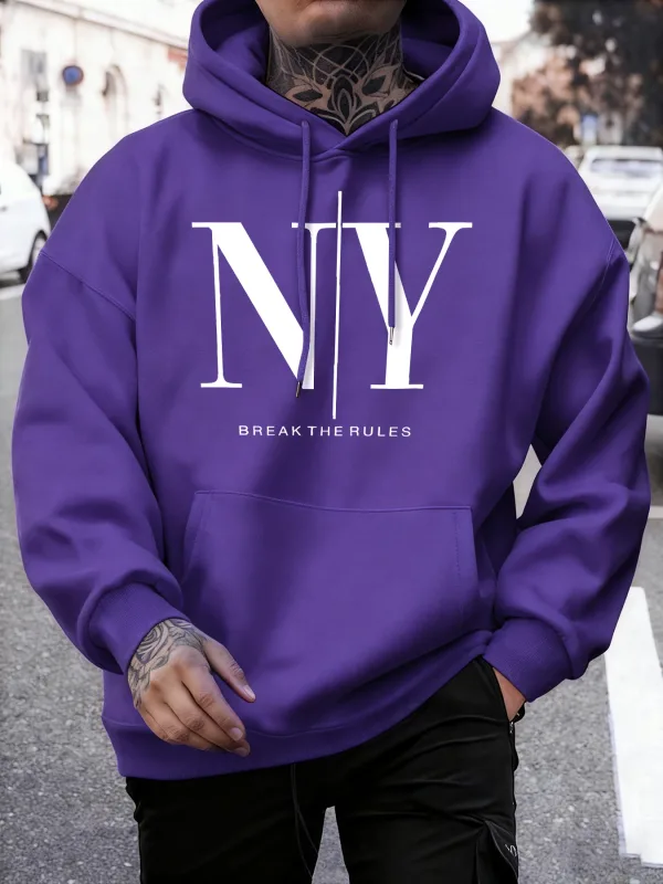 Łam zasady Tak Nie nadruki Jesienne bluzy polarowe Męska miękka bluza z kapturem do biegania Ulica Wygodne swetry Sportowa luźna odzież sportowa