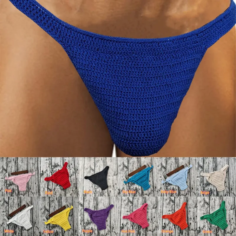 Hot Men Women Breathable Underwear Hand Crochet Low Rise Gstring Swimming Sunbathing Thong Sissy Panties Трусы Мужские — image 9