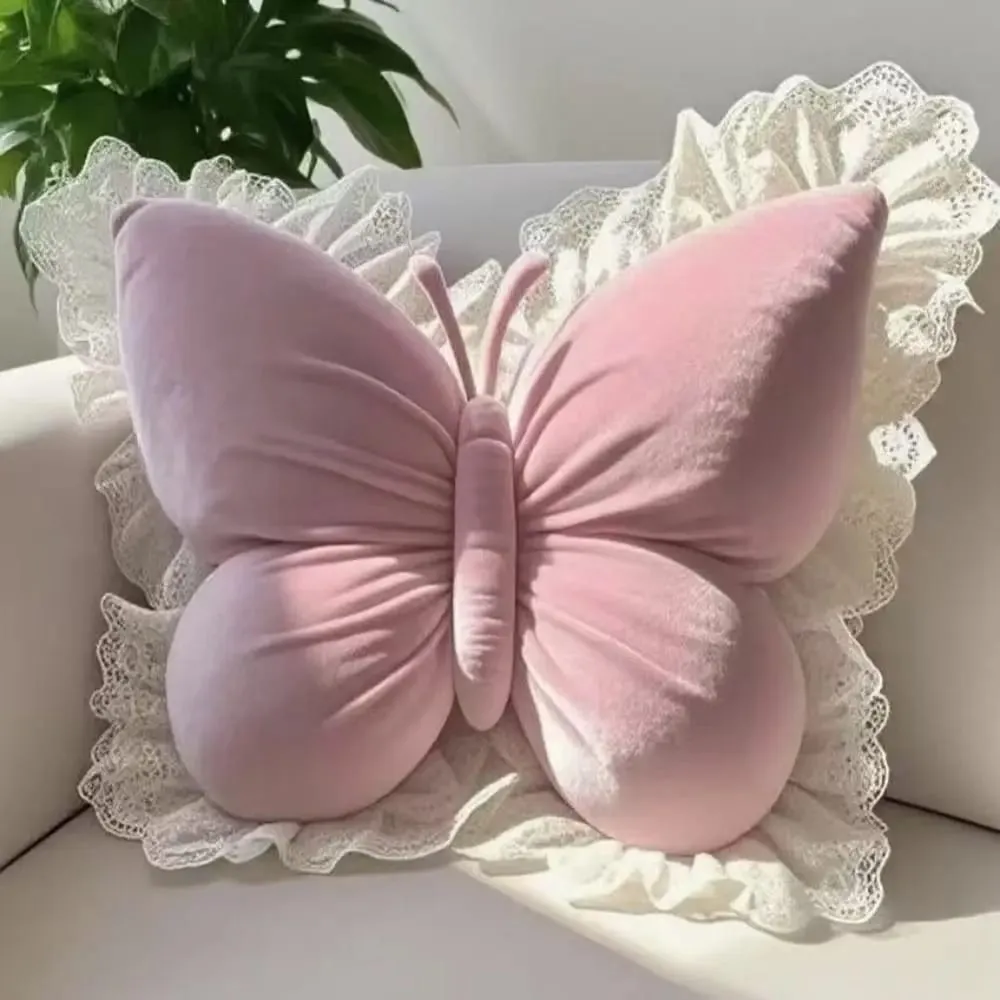 New Cute Butterfly Pillow Lace Butterfly Bedhead Pillow Home Textile Cushion Sofa Decoration