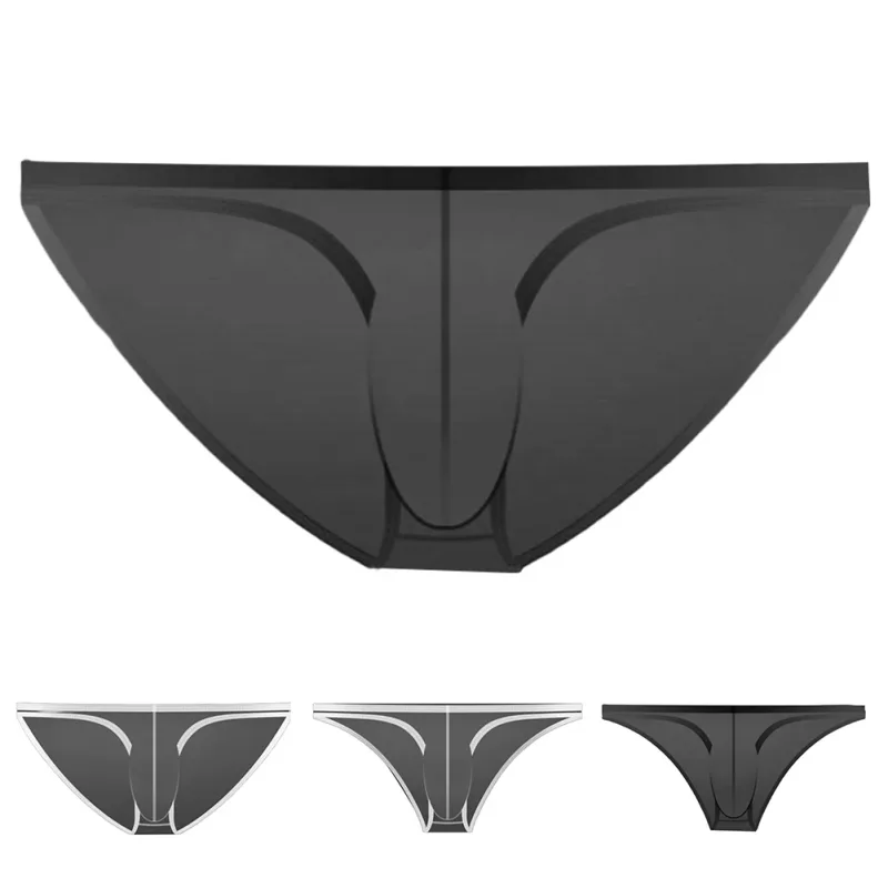 1pc verão nova roupa interior masculina cuecas de seda gelo ultra-fino transparente respirável sexy confortável cintura baixa cuecas para homem 3256809692642600