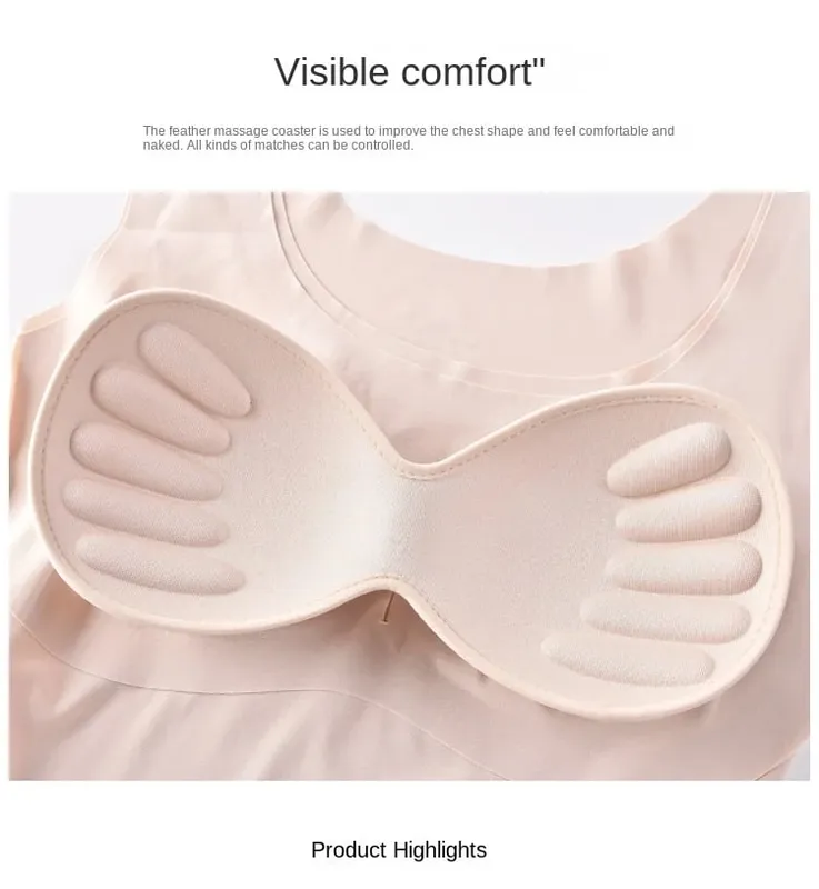 Ice Silk Tank Top Wireless Padded Lingerie Push Up Seamless Padded Vest Crop Top Tee Camisole Feminino Sleep Cami Soutien Gorge