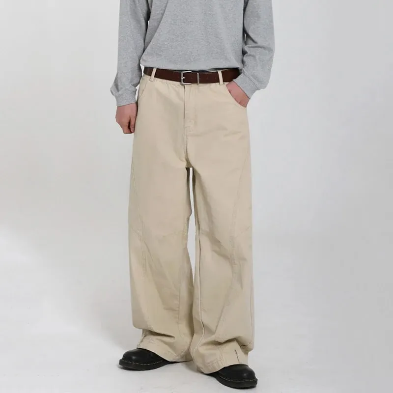Korean Style Men's Jeans Casual Solid Color Washed Simple All-match Trousers Cleanfit Wide Leg Loose Male Jeans New 9W4253