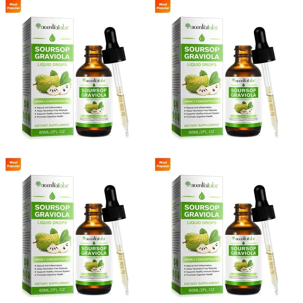 AcentiLabs Soursop Graviola Liquidหยดวิตามินซีรองรับระบบย่อยอาหารสุขภาพระบบภูมิคุ้มกันป้องกันอนุมูลอิสระ 60mlสำหรับผู้ใหญ่