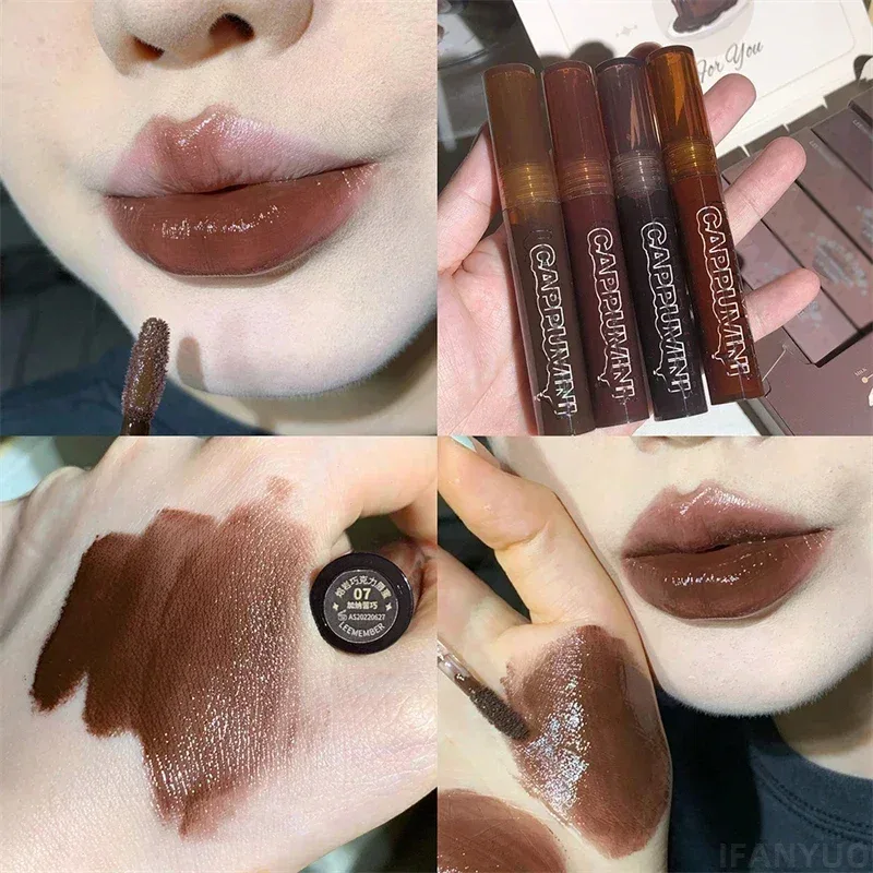 Mirror Watery Chocolate Lip Gloss Long Lasting Moisturizing Crystal Jelly Lip Tint Lipstick Nature Nude Lips Makeup Cosmetics — image 12