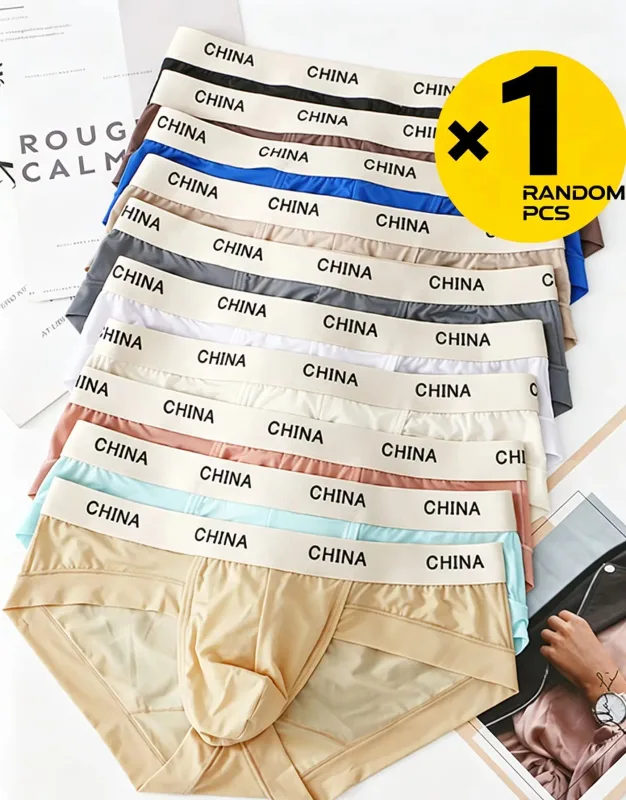 Slip en soie glacée pour hommes, Ultra fin, respirant, transparent, sous-vêtements doux, large ceinture, culotte confortable et fraîche, couleur aléatoire, 1 pièce
