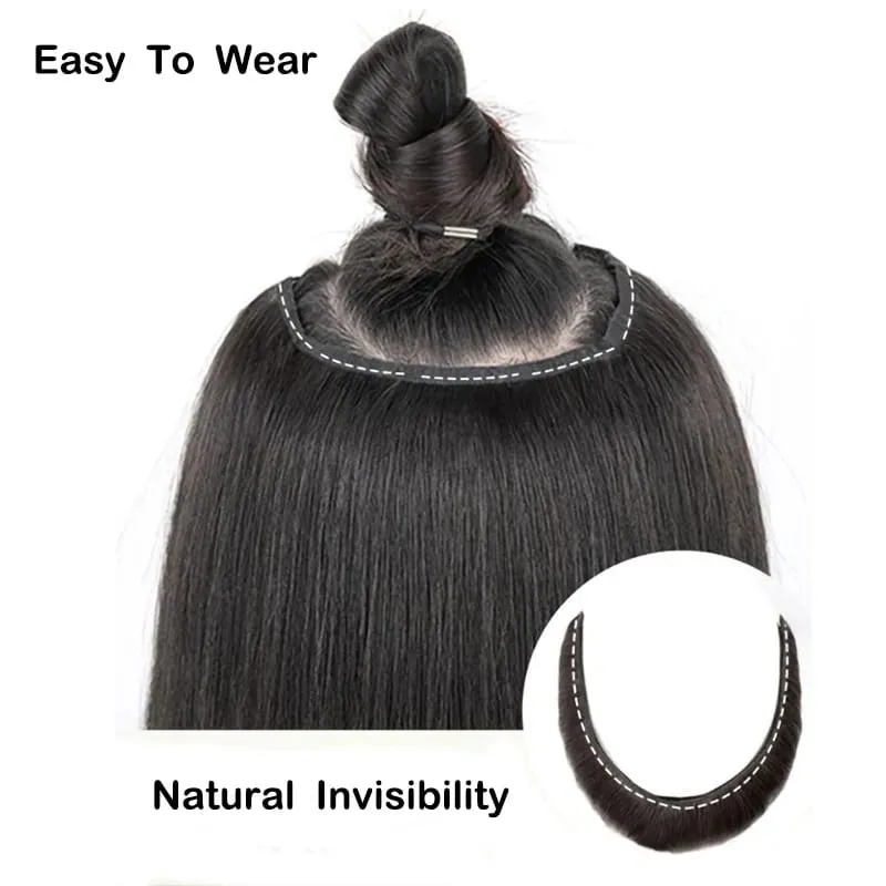 18Inch Synthetic V-shaped Layered Synthetic Long Straight Hair Extension Hairpiece Wig for Women