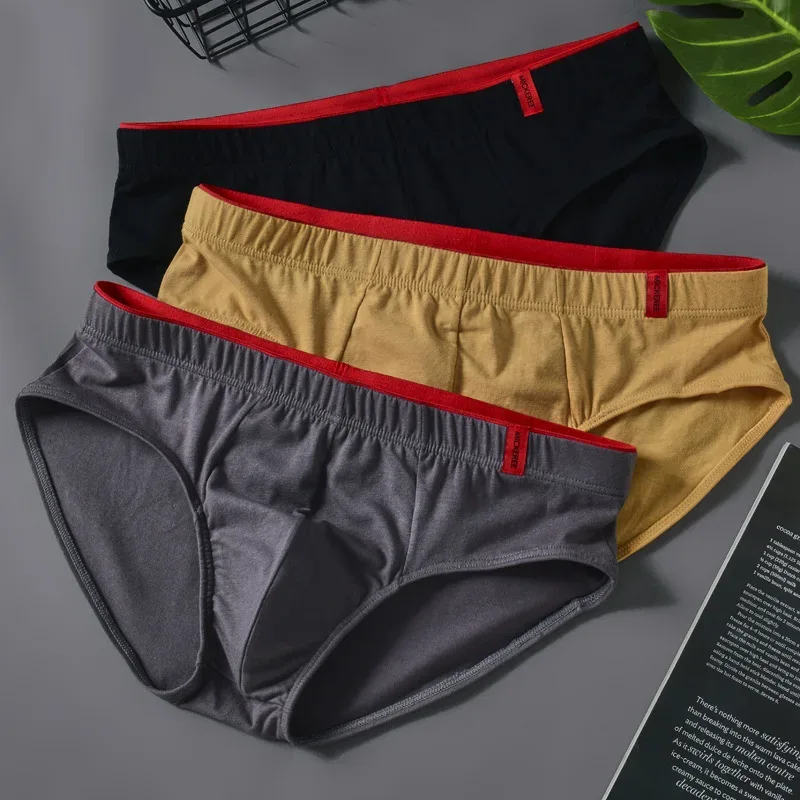 Men Briefs Solid Color Cotton Youth Briefs Waist Comfortable Sexy Explosion Trend Breathable Underwear Sissy Panties — image 15
