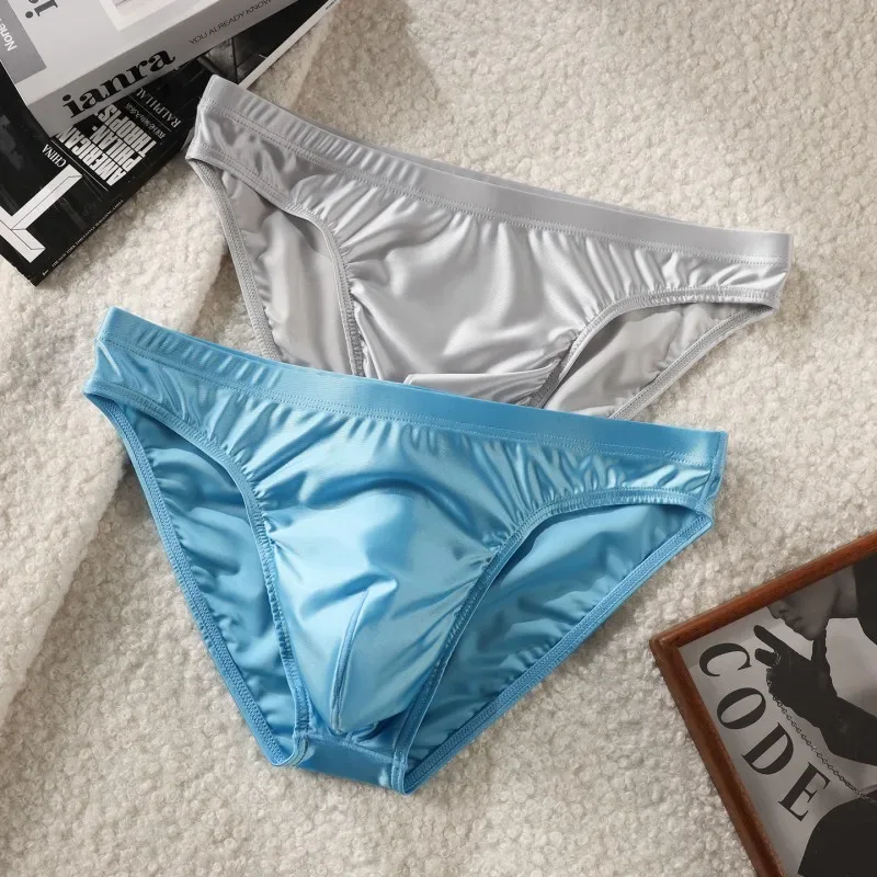 Men Solid Briefs Underwear Man Sexy Glossy Underpants Cuecas Calzoncillos Ropa Interior Hombre Slips Male Pouch Panties — image 3
