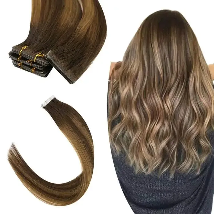 [12 Months] Invisible Seamless Injection Tape Hair Extensions Virgin Hair Whitest Blonde 10A Quality Long Uselife