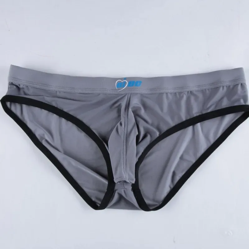 Men's Erotic Briefs Elephant Nose Open Sheath Bikini Gay Sexy Thin Ice Silk Penis Bulge Separate Elastic Quick Dry Sports Tangas