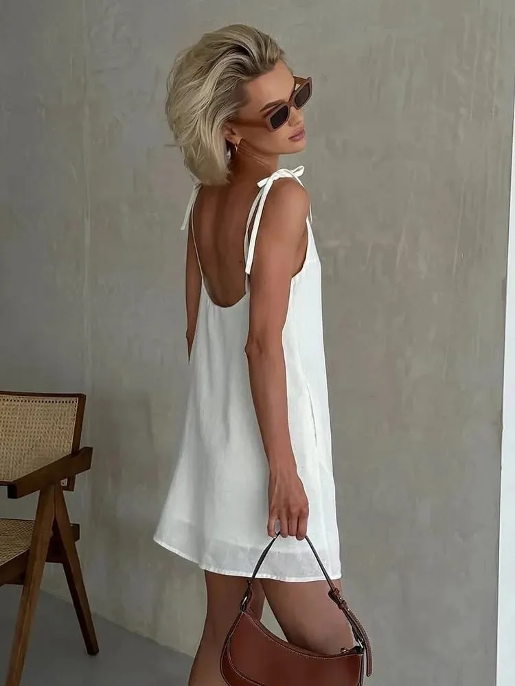 Ahagaga 패션 여성 드레스 솔리드 스트랩 붕대 일반 인과 v 넥 민소매 여름 캐미솔 루즈 스위트 Femlae Vestido