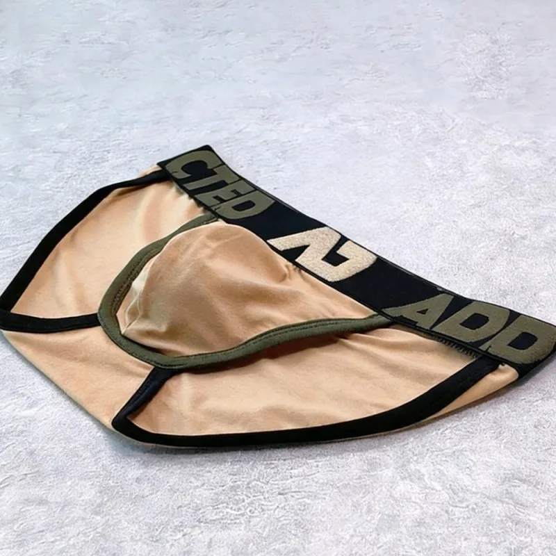 Roupa interior masculina simples respirável briefs com tridimensional oco volta marca calças de cintura baixa algodão confortável cuecas — image 2