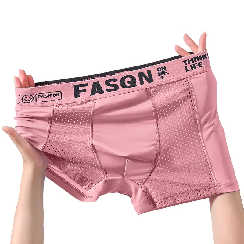 3PCS 럭셔리 속옷 남자 팬티 얇은 복서 대형 통기성 남자 팬티 빠른 건조 얼음 실크 반바지 플러스 속옷