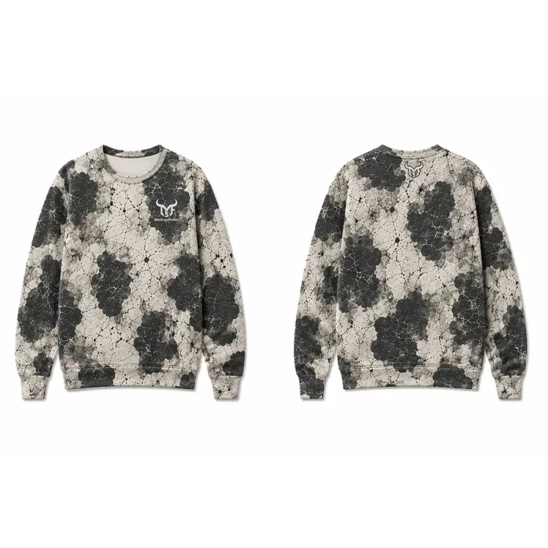 Vintage Western-inspired Fossil-print Cow Pattern Sweatshirt Men's All Over Print Crew Neck Pullover Unisex Casual Streetwear