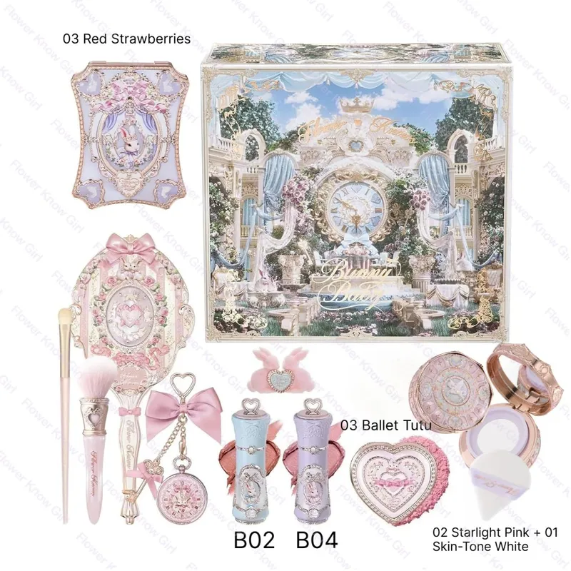 Flower Knows Full Makeup Kit Luxury Gift Box Eyeshadow Palette Blush Lip Cream Hand Mirror Hair Clip Bag Pendant Cute Beauty Cos — image 8