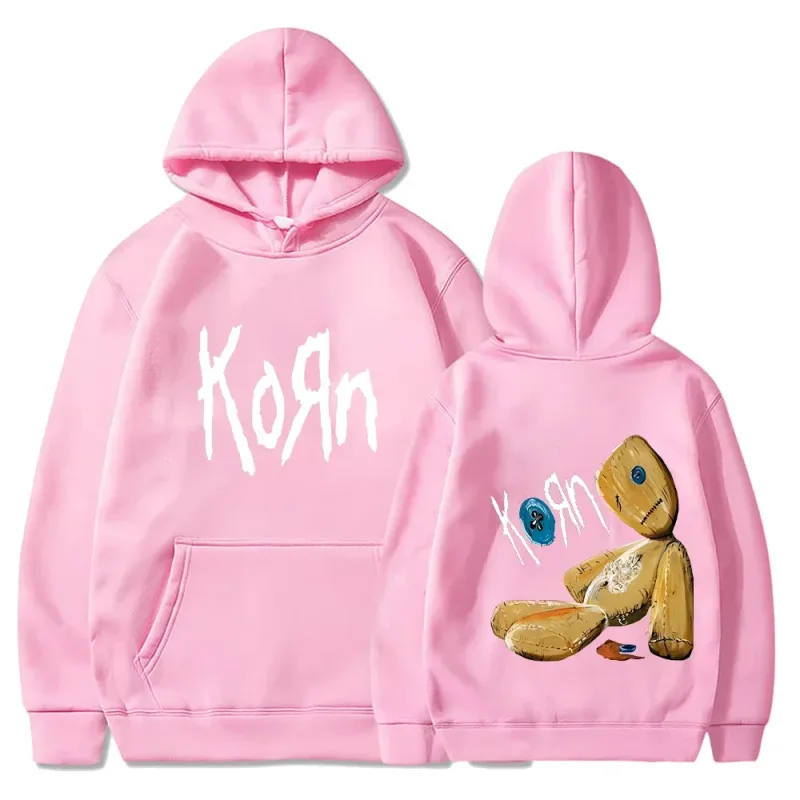 Korn Rock Band Hoodies Pullover Musim Bunga Musim Gugur Pullover Lelaki Fesyen Bercetak Sweatshirt Bertudung Kasual Longgar Pakaian Jalanan Harian Atasan Sweater