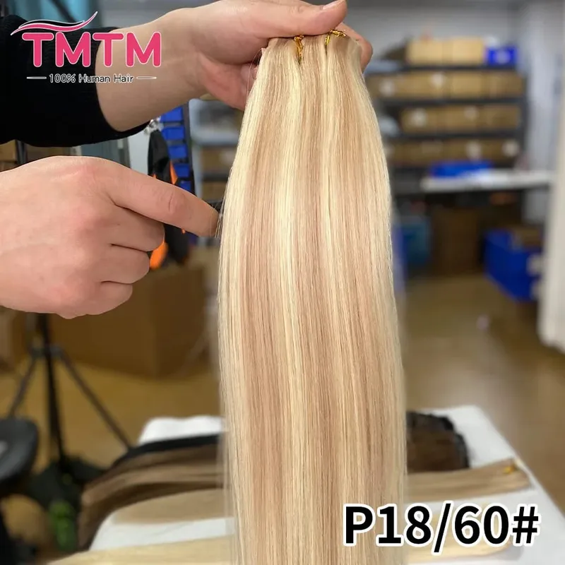Straight PU Clip Ins Human Hair Extensions Black Brown Color 7 Pcs 110g/Set Seamless Invisible PU Weft For Women 100% Human Hair