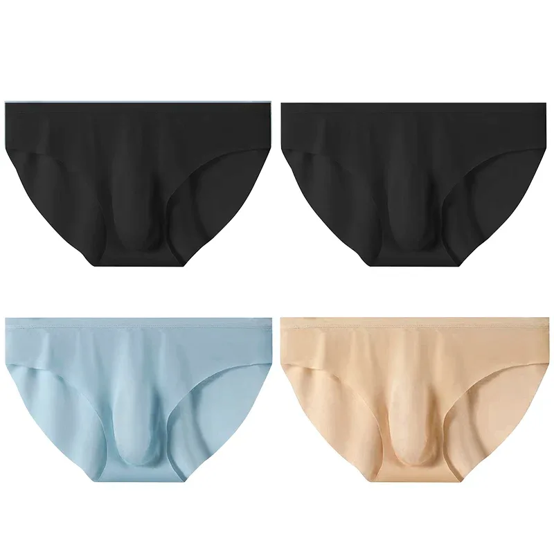 4 adet erkek Buz Ipek Külot Yaz Şeffaf Dikişsiz Seksi Çabuk kuruyan Trendy nefes alan iç çamaşırı Ultra ince Külot