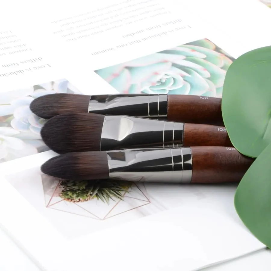 1 piece #108 Foundation Makeup brush Flat Liquid BB cream Natural wood straight Professional Face Mask Make up brushes Synthetic — image 2