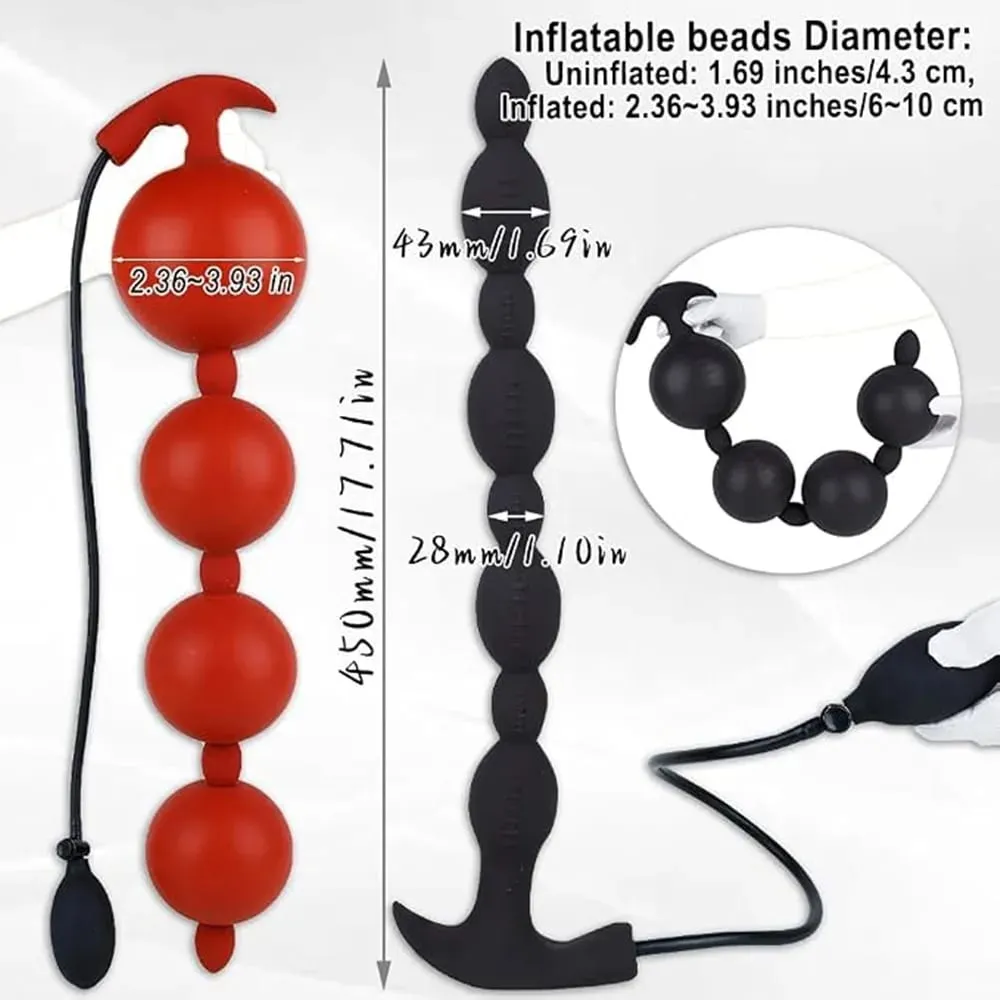 Contas anais infláveis ​​extra longas, plugue anal, enorme, silicone, tamanho ajustável, grande, grosso, 4 bolas, contas com base em t, brinquedos sexuais adultos