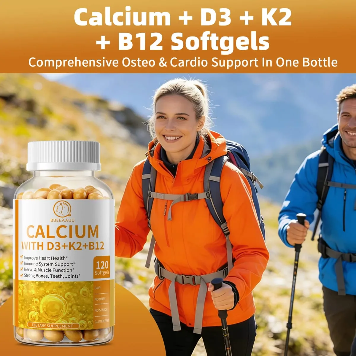 Vitamin D Calcium Capsules Helps Calcium Absorption Strengthen Bone and Tooth Improve Osteoporosis Adult Health Food