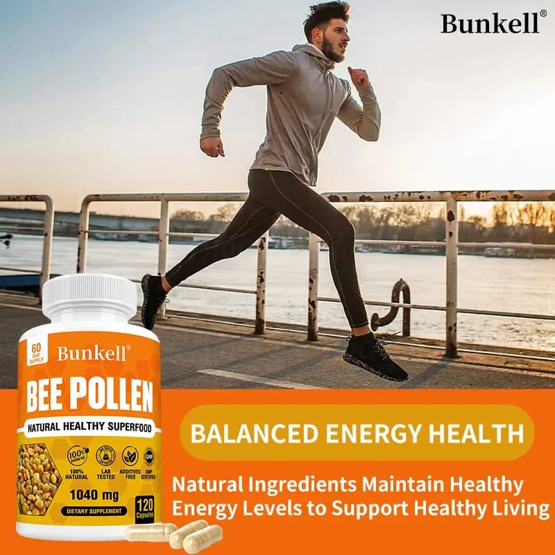 Bee Pollen Supplement 100% Natural Raw Bee Pollen Vegetarian Capsules Probiotic Superfood Digestion Immune Support & Energy
