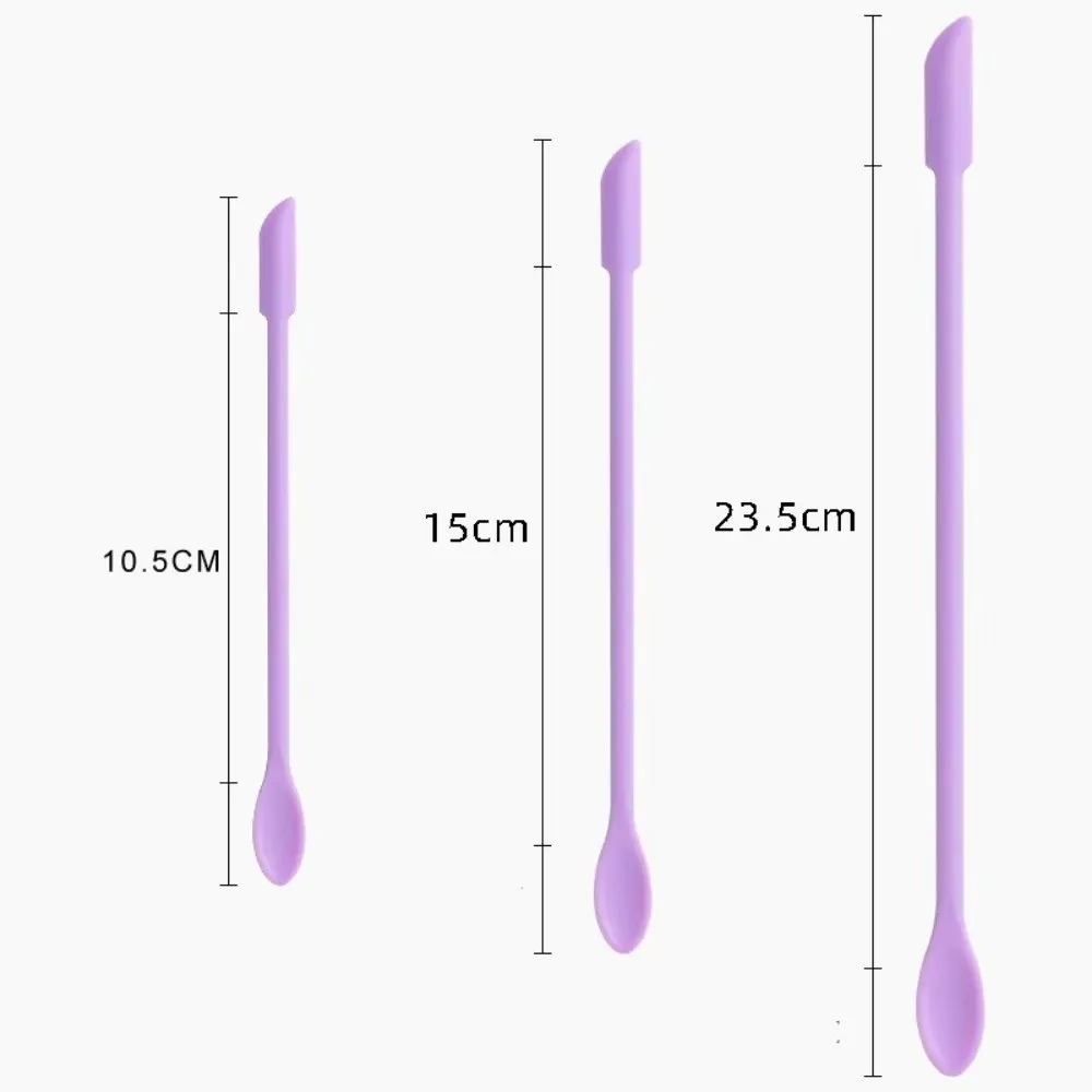 3pcs Portable Mini Silicone Scraper Double-head Soft Cosmetic Digging Spoon Lengthened Face Mask Brush Makeup Brushes Set — image 5