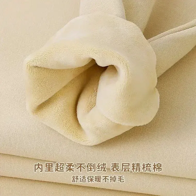 600G Cotton Plush Thickened Sweatshirt Thin Plush Heavyweight Solid Round Neck Sweater Autumn Winter Warm Sweater — image 11
