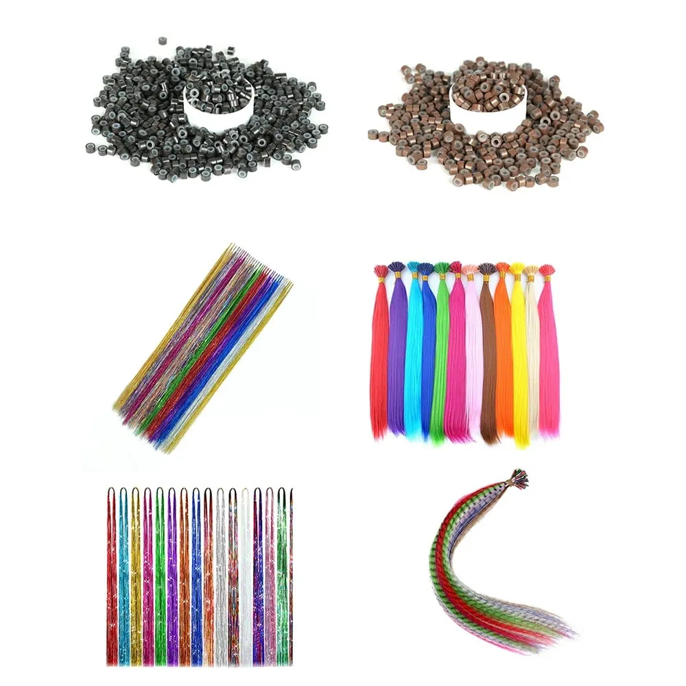 50 Strands/Pack Synthetic Colored I-Tip Stick Hair Extensions Straight Hair 16 Inch For Women High Temperature Fiber Hairpieces