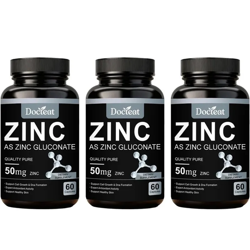 Docteat Zinc As Zinc Gluconate Capsules 50 Mg Zinc Per Serving Immune Support Antioxidant Activity Healthy Skin 60 Capsules