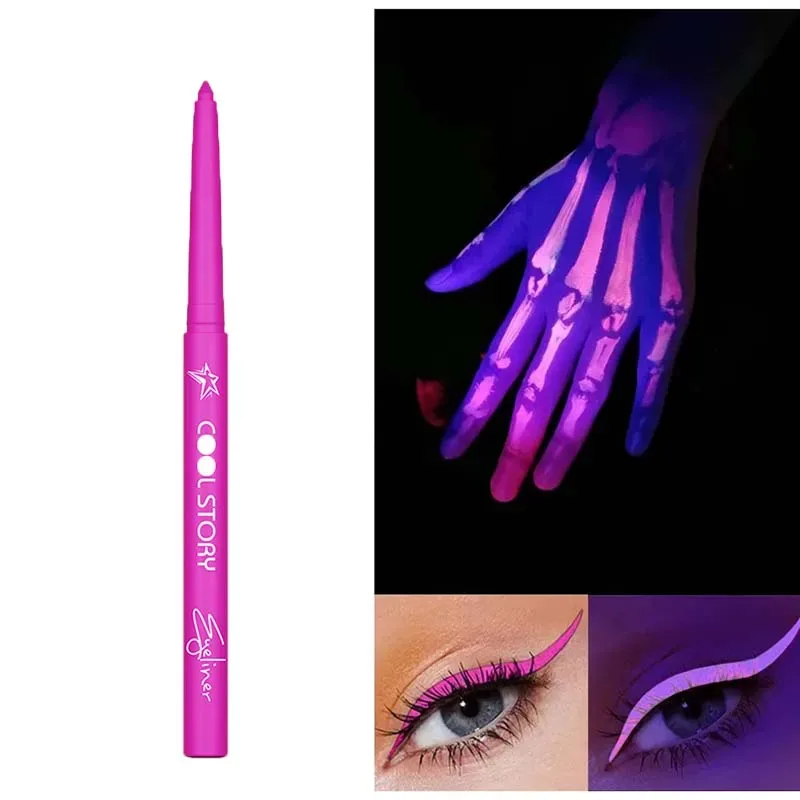 12 Color UV Fluorescent Eyeliner Gel Pen Waterproof Quick Drying Neon Colorful Eyeliner White Blue Purple Music Party Eye Makeup — image 12