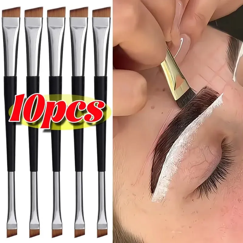 1/10pcs Double Head Blade Eyeliner Eyebrow Brush Portable Soft Flat Fine Eye Liner Brow Contour Makeup Brushes Make Up Tools Set — image 1
