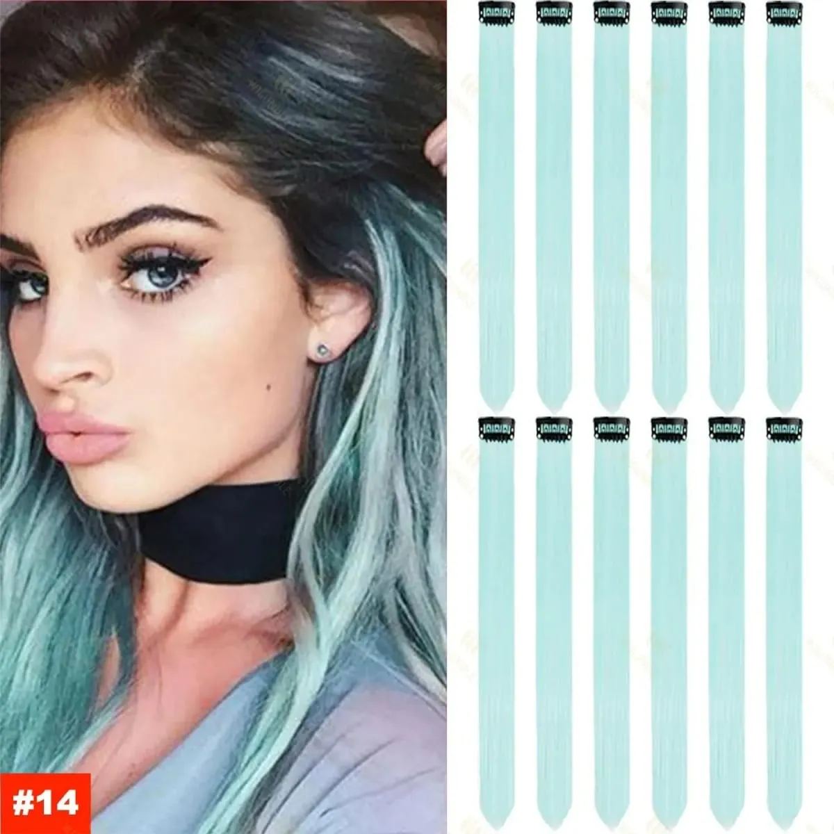1 5 11 Pcs/lot Clip in Hair Extensions Multi-Colors Highlights Synthetic Hair 22 inch Rainbow Hairpieces for Girls Women Kids